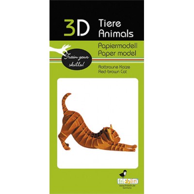 Chat 3D-Chat brun roux