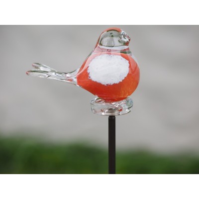 Oiseau en verre Rouge et Blanc 9 cm