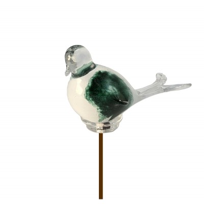 Oiseau en verre Vert et blanc 17 cm