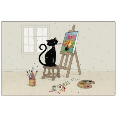 Mini etui rond Chat peintre